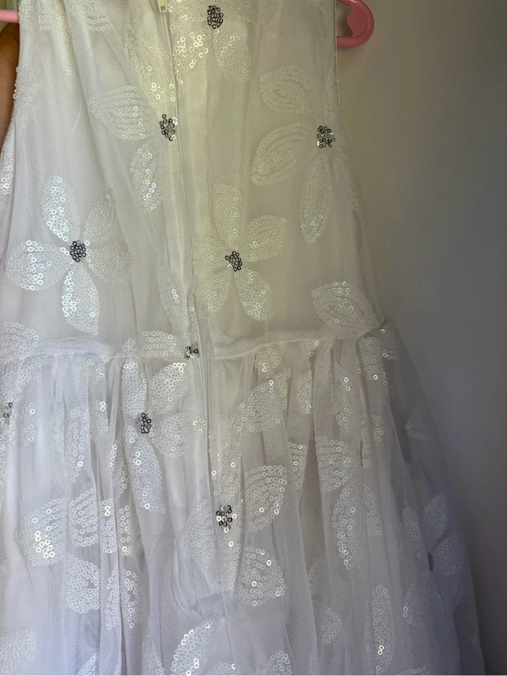 Place Ivory Sequin Floral Tulle Dress